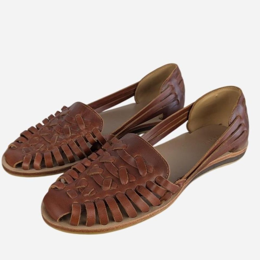 Nisolo Huarache Sandal 2.0 Brandy Handwoven Leather Memory Foam Size 7.5 - Picture 3 of 10